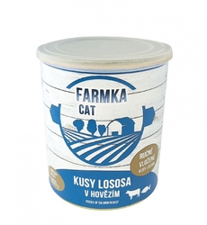 FARMKA CAT kusy lososa v hovězím 800g