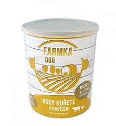 FARMKA DOG kusy kuřete v hovězím 800g